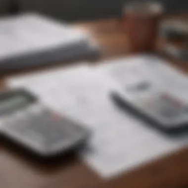 A calculator and financial documents on a table