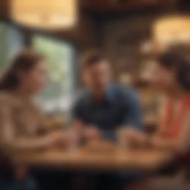 A diverse group of individuals discussing strategies in a coffee shop setting