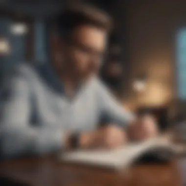 Strategic Financial Thinking An individual contemplating financial strategies with a notepad