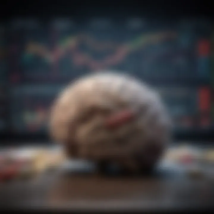 Psychological factors influencing investment decisions visualized through a brain graphic.