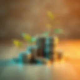 Symbolizing financial growth with coins and a plant
