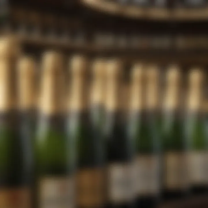 An elegant display of various champagne bottles from different regions, showcasing diversity.