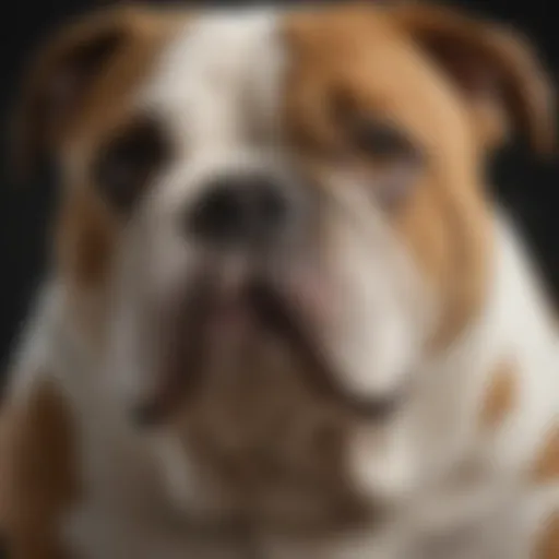 A close-up of an English Bulldog showcasing its distinctive features.