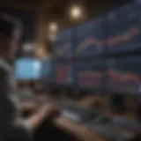 A trader analyzing stock charts on multiple screens