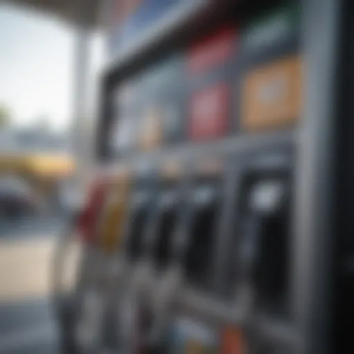 A close-up of a gas pump displaying cash back options.