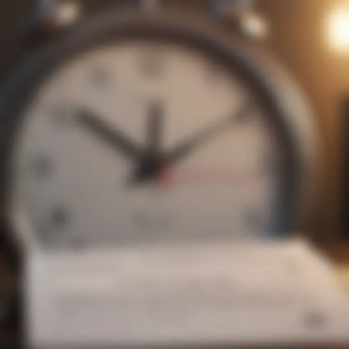 A close-up of a clock with tax documents, symbolizing deadlines.