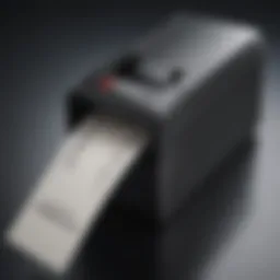 Close-up of a modern receipt scanner showcasing its sleek design and interface.