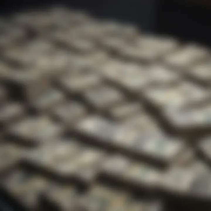 A close-up of cash exchanged during a pawn transaction