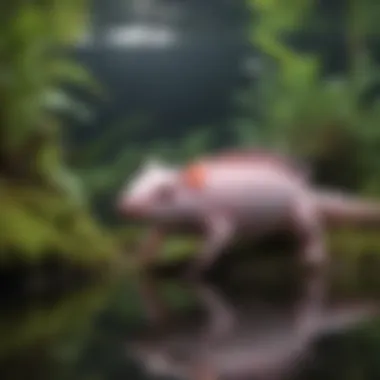 A vibrant axolotl in a natural aquatic habitat showcasing its unique features.