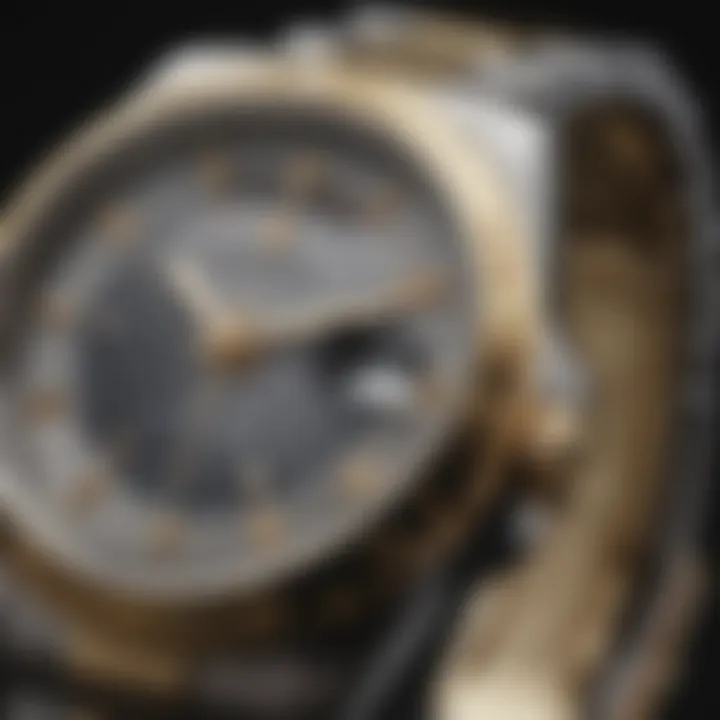 Close-up of premium materials like gold and stainless steel used in Rolex watches.