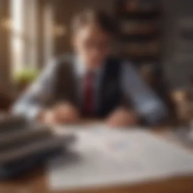 A person studying financial charts and books, depicting a commitment to continuous learning in finance.