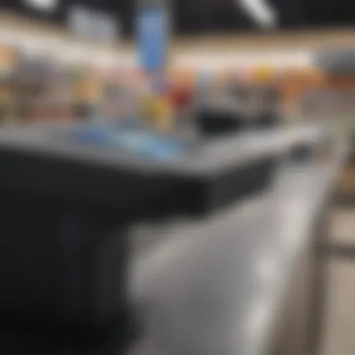 Close-up view of a Scan Bar in action at a Walmart checkout