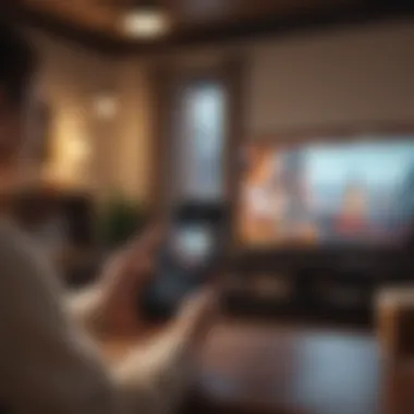 A user enjoying live TV streaming on their phone in a cozy setting