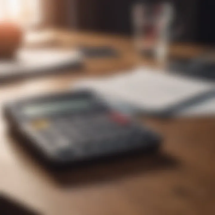 A calculator and notepad on a table representing budgeting for a used car purchase.